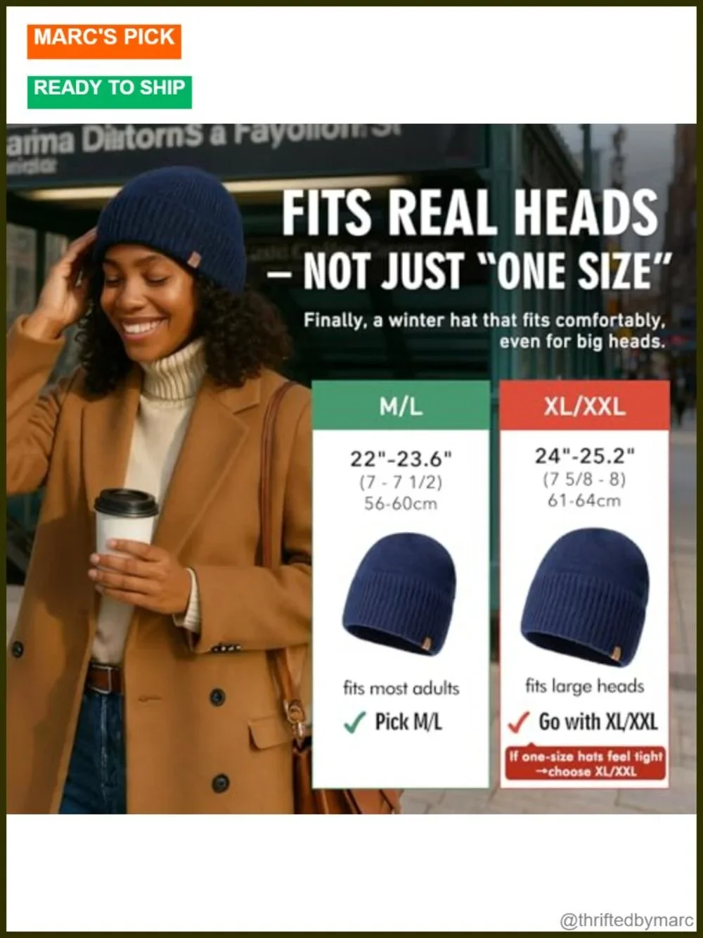 Oversized Satin Lined Merino Wool Beanie Winter Hat for Men Women